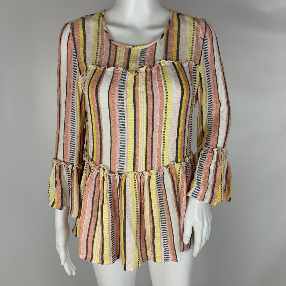 Mi Ami Boho Stripe Bell Sleeve Top Size M